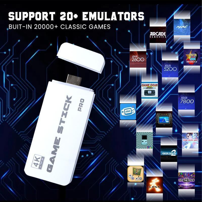 20000+ Games Wireless Retro Game Stick, Vintage Game Stick HD Output System Built in 23 Emulators Plug and Play Video Game Consoles with 2.4G Wireless Controllers,64Gb TF Card for All of Ages