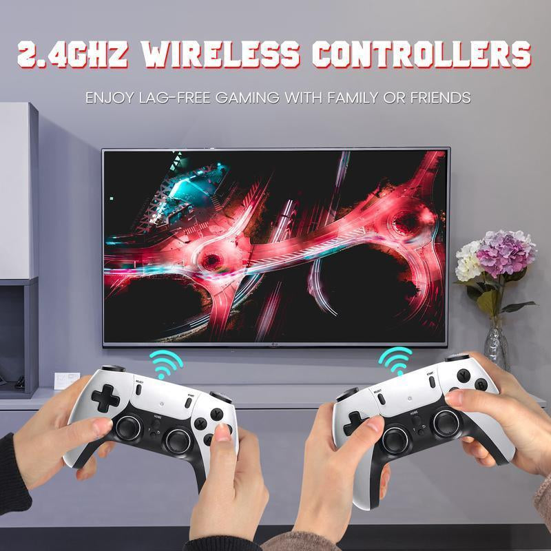 20000+ Games Wireless Retro Game Stick, Vintage Game Stick HD Output System Built in 23 Emulators Plug and Play Video Game Consoles with 2.4G Wireless Controllers,64Gb TF Card for All of Ages