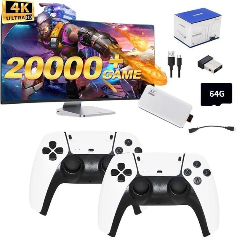 20000+ Games Wireless Retro Game Stick, Vintage Game Stick HD Output System Built in 23 Emulators Plug and Play Video Game Consoles with 2.4G Wireless Controllers,64Gb TF Card for All of Ages