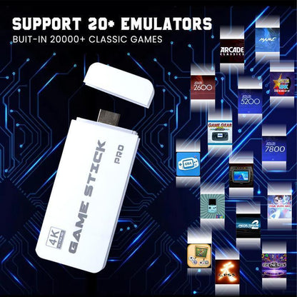 20000+ Games Wireless Retro Game Stick, Vintage Game Stick HD Output System Built in 23 Emulators Plug and Play Video Game Consoles with 2.4G Wireless Controllers,64Gb TF Card for All of Ages