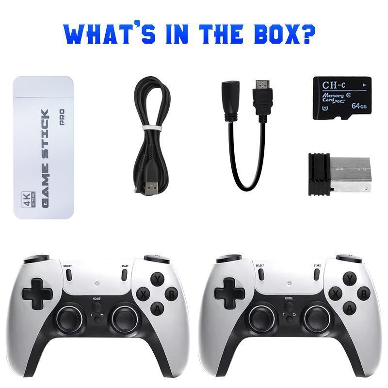 20000+ Games Wireless Retro Game Stick, Vintage Game Stick HD Output System Built in 23 Emulators Plug and Play Video Game Consoles with 2.4G Wireless Controllers,64Gb TF Card for All of Ages